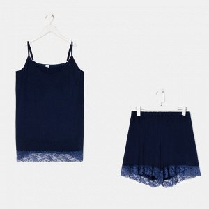 Пижама женская (топ, шорты), цвет синий