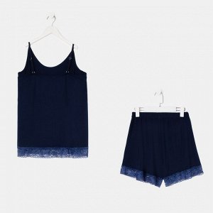 Пижама женская (топ, шорты), цвет синий