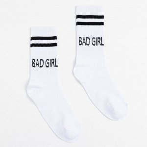 Носки женские "Bad girl", цвет белый, размер 36-40