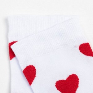 Носки женские "Красные сердца", цвет белый, р-р 36-40