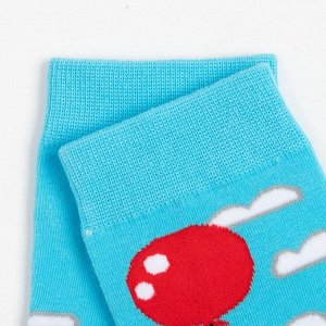 Носки женские "Корги на воздушном шаре", цвет голубой, р-р 36-40
