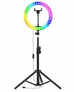 НАБОР: кольцевая цветная RGB лампа 36 см + штатив + держатель для телефона