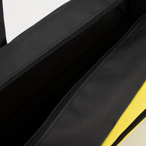 Сумка спортивная на молнии, без подкладки, наружный карман, цвет чёрный/жёлтый