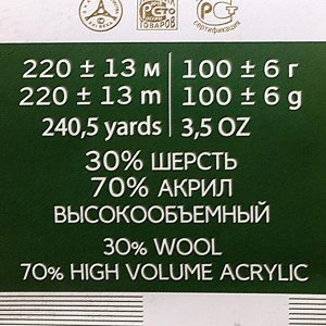 Пряжа "Народная" 30% шерсть, 70% акрил объёмный 220м/100гр (351-Св.коралл)
