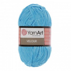 Плюшевая пряжа для вязания спицами, крючком YarnArt, Jeans, Velour, 100% микрополиэстер, 170 м/100 г, (850 яр. голубой)