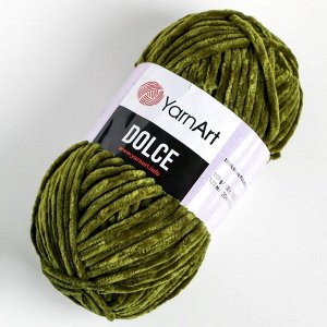 Плюшевая пряжа для вязания спицами, крючком YarnArt, Dolce, 100% микрополиэстер, 120 м/100 г, (772 т. хаки)