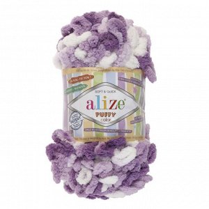 Плюшевая пряжа для вязания руками ALIZE, Puffy color, 100 % микрополиэстер, 9 м/100 г, (5923 сирень)