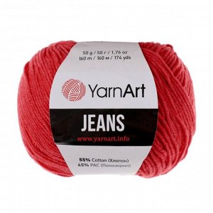 Пряжа "Jeans" 55% хлопок, 45% акрил 160м/50гр (26 красный)