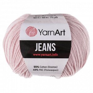 YarnArt Пряжа &quot;Jeans&quot; 55% хлопок, 45% акрил 160м/50гр (18 нежно-розовый)