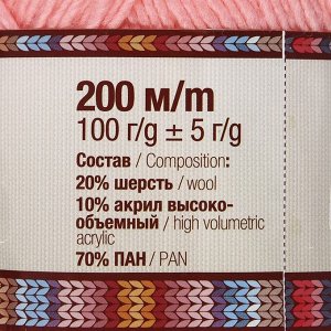 Пряжа "Ровничная" 20% шерсть, 10% акрил, 70% ПАН 200м/100гр (056 розовый)