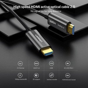 Кабель HDMI АМ-АМ v2.0, 20,00 м. карбоновый опто-волоконный, цинковый сплав