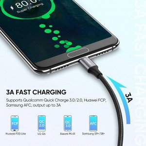 Кабель USB 2.0 - Type C в оплетке нейлоновой 1 м. Ugreen