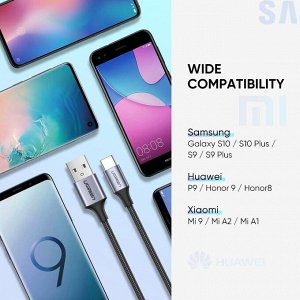 Кабель USB 2.0 - Type C в оплетке нейлоновой 1 м. Ugreen