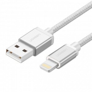 Кабель USB-Lightning в оплетке нейлоновой (алюминиевый корпус) 1,50 м. (US199) чип Ugreen