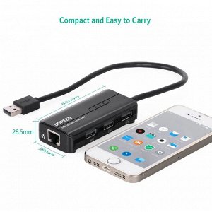Карта сетевая USB 2.0 100mb Ethernet Adapter + 3 USB 2.0