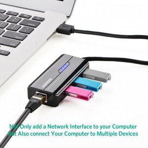 Карта сетевая USB 2.0 100mb Ethernet Adapter + 3 USB 2.0