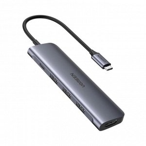 Конвертер Type C 5 в 1 - HDMI +USB 3.0*3 +PD power n