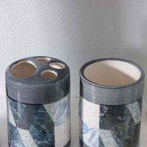 Набор аксессуаров для ванной комнаты «Малахит», 4 предмета (мыльница, дозатор для мыла, 2 стакана)