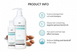 Lador Бесщелочной шампунь с аргановым маслом и коллагеном Damage Protector Acid Shampoo, 1500 мл