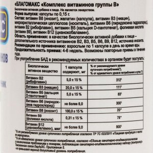 Капсулы Благомакс Комплекс витаминов группы В, 90 капсул по 0.15 г