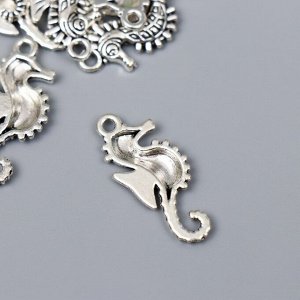 Декор металл для творчества "Морской конёк" серебро G142B709 2,9х1,2 см