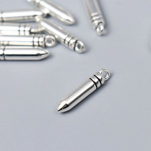 Декор для творчества металл "Пуля - 2 насечки" серебро G203B1218 2,4х0,5 см