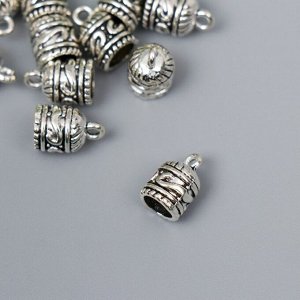 Концевик металл для творчества "Завитки" серебро G159B795 1,2х0,8 см