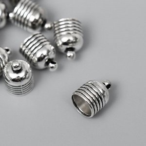 Концевик металл для творчества "Купол с полосками" серебро G115B347 1,3х1 см