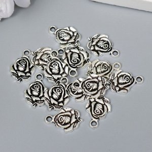 Декор для творчества металл "Роза" серебро G143B855 2х1,4 см
