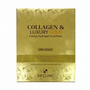 3W Гидрог.маска с золот. Collagen&LuxuryGold EnergyHydrogelFacialMask 30г.,5шт*уп,60шт*кор,Арт-33584