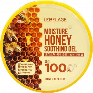 Универсальный гель для лица и тела с экстрактом мёда (300мл)  LEBELAGE MOISTURE HONEY 100% SOOTHING GEL (300ml)
