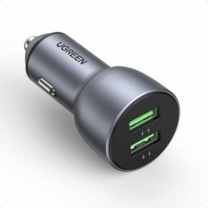 Ugreen Устройство зарядное автомобильное USB 2 порта Quick Charge 3.0 черное (CD213)