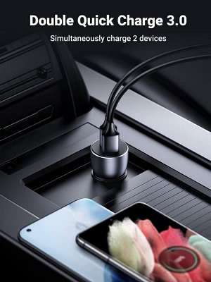 Ugreen Устройство зарядное автомобильное USB 2 порта Quick Charge 3.0 черное (CD213)