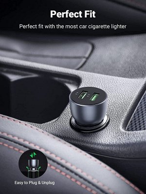 Ugreen Устройство зарядное автомобильное USB 2 порта Quick Charge 3.0 черное (CD213)