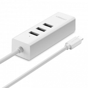 Хаб внешний USB 2.0 3 порта conventer Type C-10/100Mbps с адаптером Ethernet