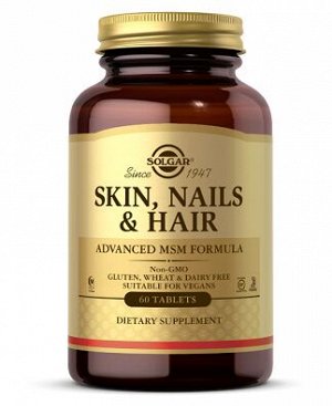 Комплекс витаминов и минералов Skin Nails Hair Advanced msm Formula Solgar 60 таб.