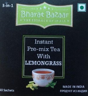 Чай чёрный растворимый с лемонграссом Instant Pre-mix Tea With Lemongrass Bharat Bazaar 10 пак.