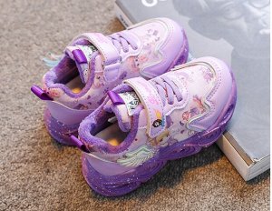 Детские кроссовки на липучке. Цвет фиолетовый  с изображениями феи