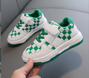 Детские кроссовки  на липучке, цвет бело-зеленый
