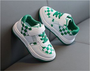 Детские кроссовки  на липучке, цвет бело-зеленый