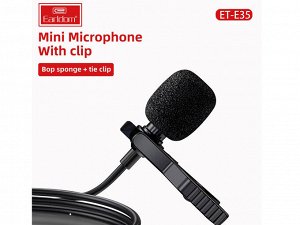 Мини микрофон петличный для смартфона Earldom E35 с входом Type-C