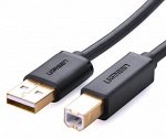 Кабель соединительный USB 2.0 AM-BM, ИБП 5,0 м.  позолоченный (для оргтехники) Ugreen