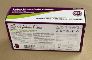 NATALIE CARE®️Перчатки латексные, одноразовые, неопудренные, нестерильные, белые, бытовые, размер "XL", 100 шт/упак.