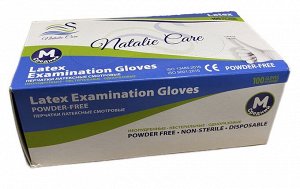 NATALIE CARE®️Перчатки латексные,  медицинские, одноразовые, неопудренные, нестерильные, белые, размер "M", 100 шт/упак.