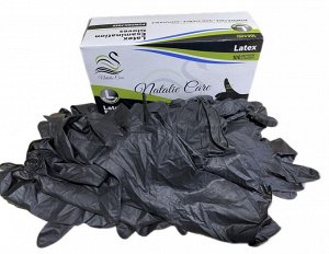 NATALIE CARE®️Перчатки латексные,  медицинские, одноразовые, неопудренные, нестерильные, чёрные, размер "L", 100 шт/упак.