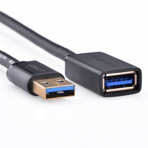 Кабель удлинительный USB 3.0 АМ-AF 3,0 м. круглый черный Ugreen