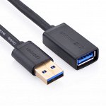 Кабель удлинительный USB 3.0 АМ-AF 1,5 м. круглый черный Ugreen
