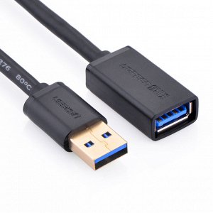 Кабель удлинительный USB 3.0 АМ-AF 3,0 м. круглый черный Ugreen