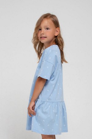 Платье для девочки Crockid К 5750 небесно-голубой, веточки к1282