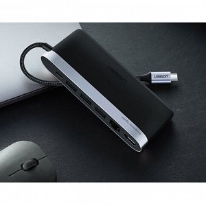 Конвертер USB-C to 3*USB 3.0 + HDMI+Gigabit+PD 6 в 1 (CM222)